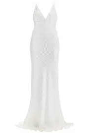 [ALESSANDRA RICH] ALESSANDRA RICH long cady slip dress with maxi 42 White