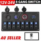 8 Gang 12V Switch Panel USB ON-OFF Toggle Rocker Control Boat Yacht Waterproof