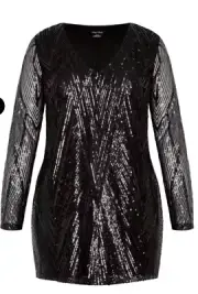 City Chic Xs Micah Sequin Mini Dress Black Plus Size 14