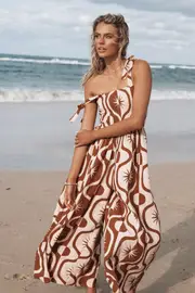 [PUP50] Ginelle Jumpsuit - Tan Print XS tan