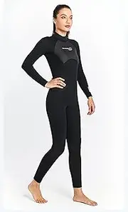 Diving Suits 3mm Men's one-Piece Long Sleeve Warm Surfing Suit Women's Cold Proof Snorkeling Winter Swimming Clothes and Pants S WomenBlack