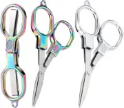 Folding Scissors 3 Pcs Portable Keychain Travel, Retractable Small Pocket Scisso