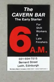 Matchbox label Pub The Tavern Bar Bernard Street Leith Edinburgh MP464