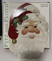 Vintage 2003 Fitz and Floyd Essentials Holiday Santa Canape Handcrafted Plate
