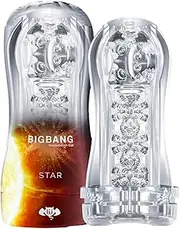 Male Masturbator Transparent Clear Stroker Trainer Realistic Textured Blowjob Mens Sex Toys Penis TPE Masturbation Sleeve for Men Masturbators Adult Sex Toy (Star)