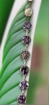Antique Czech Luster Glass Button Bracelet