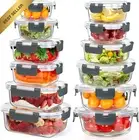 12 Pack Glass Food Storage Containers with Lids BPA-Free Airtight Meal Prep Grey