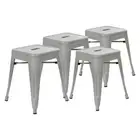 Flash Furniture Set of 4, Metal Stool, Silver - ET-BT3503-18-SIL-GG
