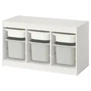 TROFAST storage combination with boxes, white white/grey, 99x44x56 cm
