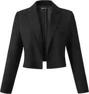 [Benibos] Womens Long Sleeve Open Front Crop Blazer Jacket