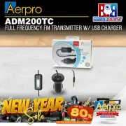 Aerpro ADM200TC Full Frequency FM Transmitter w/ USB Charger