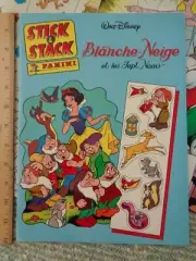 WALT DISNEY - SNOW WHITE / STICK & LIFT BOOK w/ STICKERS - 1989 PANINI ! FRENCH