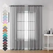 OVZME 2 Panels Grey Sheer Curtains, 84" Length for Bedroom, Elegant Light Filtering Sheer Curtains Window Treatment for Living Room, Each 42" Wx84 L
