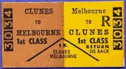 VR Ticket - CLUNES to MELBOURNE - 1st Class Return