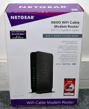 NETGEAR N600 WiFi Cable Modem Router - Eliminate Monthly Rental Fees - New