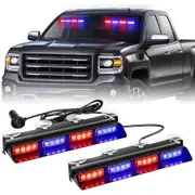 Emergency Dash Strobe Lights, Safety Flashing Warning Hazard Interior Light Bar for Construction Vehicles Trucks 36 x 3 cm, Red Blue