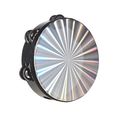 8 Inch Reflective Radiant Tambourine Double Row Bell Jingle Handhell Drum W0K5