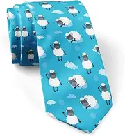 [KAWAMOUSE] ( Sheeps Isolated On ) Fashion Novelty Necktie, Conversation Neckwear Ties Great for Party and Events, As Shown, One Size