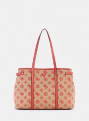 GUESS Pink Logo Beyza Girlfriend Tote Bag in Red, Polyester