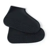 Shoe Cover Waterproof Silicone Non Slip Rain Water Rubber Foot Boot Overshoe - Black