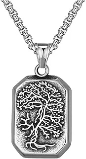 [TYMONT] Viking Tree of Life Dog Tag Pendant Necklace Nordic Men And Women Amulet Protection Necklace Accessories