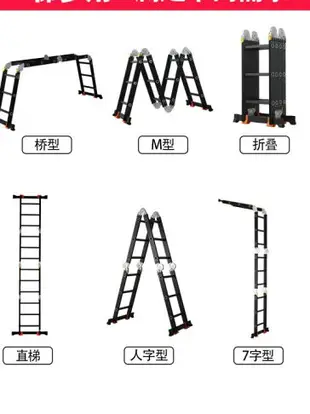 德國家用梯子摺疊伸縮梯子多功能閣樓鋁合金人字梯工程梯 雙十二特惠