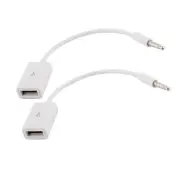 3.5mm Connector AUX Audio to USB 2.0 Cable Adapter Cord Car MP3 White 2 Pcs