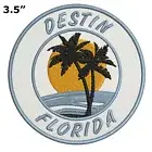 Destin Florida Patch Embroidered Hook & Loop Applique Sunset Palm Tress Beach
