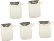 FRCOLOR 5pcs Black Linen Soap Saver Bag Exfoliating Soap Net for Facial Body Cleanser