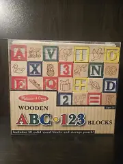 Melissa & Doug Wooden ABC 123 Blocks - Multicolor 50 PC