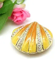 [Xiao Hua] Collectible Pink Seashell Ring Jewelry Box Engagement Ring Box Shell Shape (Yellow)