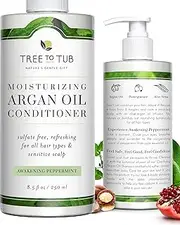 Organic Argan Oil Conditioner?The Only Moroccan Oil Conditioner Made with Pure Argan Moroccan Hair Oil for Dry Hair Dandruff & Itchy Scalp Invigorating Peppermint 11oz?Tree to Tub