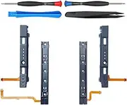 ElecGear Slide Rail Replacement for Nintendo Switch HAC-001 and Joy Con Controller, Left/Right Metal Track for Switch and Plastic Slider Bar for Joy-con with Flex Cable Connector, Repair Tool incl.