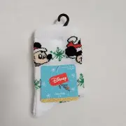 Mickey Disney Childrens Socks Winter Holiday Christmas Shoe Size 7-1/2-3-1/2