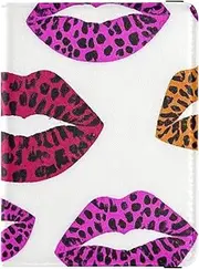 [Amooorous] Cartoon Leopard Print Lip Leather decorative cute passport holder Travel Documents Organizer Protector Passport Holder Case Waterproof, Cartoon leopard print lip, 1 size