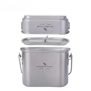 Titanium Hanging Pot Cup Cooking Set with Lid Folding Handles Outdoor Camping