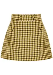 Plan C Checked Wool Mini Skirt - Multicoloured - 8 8