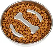 Dog Food Slow Feeder Bowl,Stainless Steel Dog Bowl to Slow Down Eating - Medium Large Breeds Pet Care Anti-Tip Licking Basin for Beef Jerky, Diced Chicken