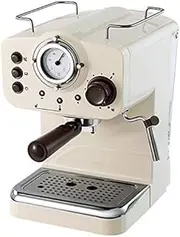 [GOOG] Semi Aautomatic Espresso Machine 15Bar Coffee Maker Italian Double Temperature Control Steam Type Milk Foamer Retro White 220V