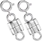Qulltk 925 Sterling Silver Magnetic Necklace Clasps and Closures,Mini Bracelets Clasp Converter Gold and Silver Chain Extender for Jewelry Making Supplies