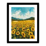 Sunflower Field Framed print Art Poster