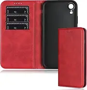 FROLAN for iPhone XR Wallet Case with Card Holder, Premium PU Leather Credit Slot Flip Folio Book Drop Protection Shockproof Phone Cover for iPhone XR 6.1 Inch - Wine Red