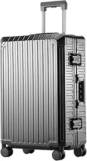 [YWYMCRJLV] Luggage 20" 24" 28" Inch Aluminum Trolley Suitcase Metallic Cabin Luggage Trolly Bag With Wheels Suitcase, Black, 28"