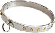 BDSM stainless steel bondage collar, BDSM metal choker collar O-ring restraint SM sex toys for men women couples(Yellow Gelb,Frauen Innen Ø 11.7cm)