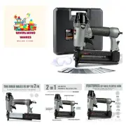 Pneumatic Brad Nailer, 2 in 1 Nail Gun Staple Gun Fires 18 Gauge 2 Inch Brad ...