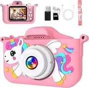 Hauibela Children's Camera 1080P HD Screen, Digital Camera with 32 GB TF Card, USB Card Reader for 3 Years, Boys and Girls, Christmas Toy