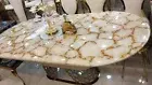 60"x30" Oval White Agate Stone Dining Table for Stylish Home Interiors Decors