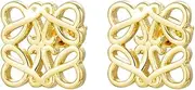 [Shejuety] Quadrilateral geometric hollowed out small fragrant style hypoallergenic earrings for women's high-end sense earrings, atmospheric earring gifts, Brass, No Gemstone, golden