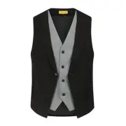 Oliver George Men's Layered Formal Solid Formal Tuxedo Dress Vest Medium Black