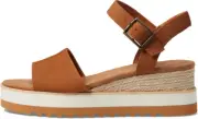 Toms Diana Tan Leather Women's Platform Wedge Sandals 10019757